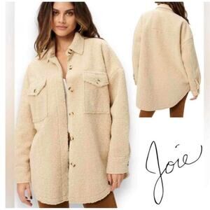 Joie Sherpa Teddy Shacket Faux Suede Lined Jacket Cream/Beige Size‎ S